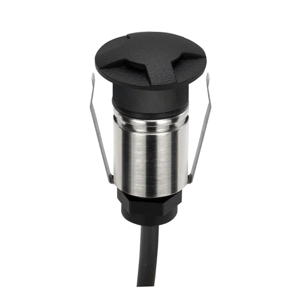 Domus EMIT-25-TRIO-BLK - 1W LED 12/24V DC Tri-Colour 25mm Micro Recessed Step & Inground Light IP67 Black - DRIVER REQUIRED