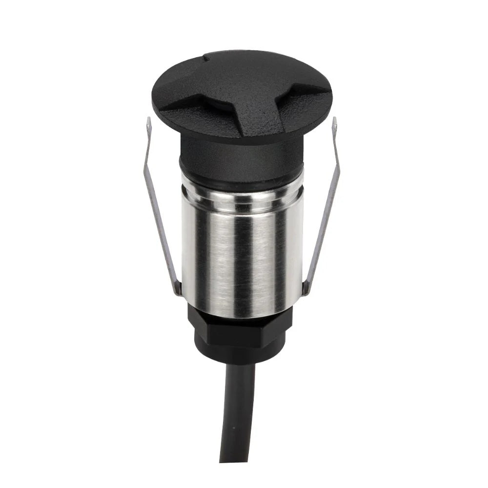 Domus EMIT-25-TRIO-BLK - 1W LED 12/24V DC Tri-Colour 25mm Micro Recessed Step & Inground Light IP67 Black - DRIVER REQUIRED