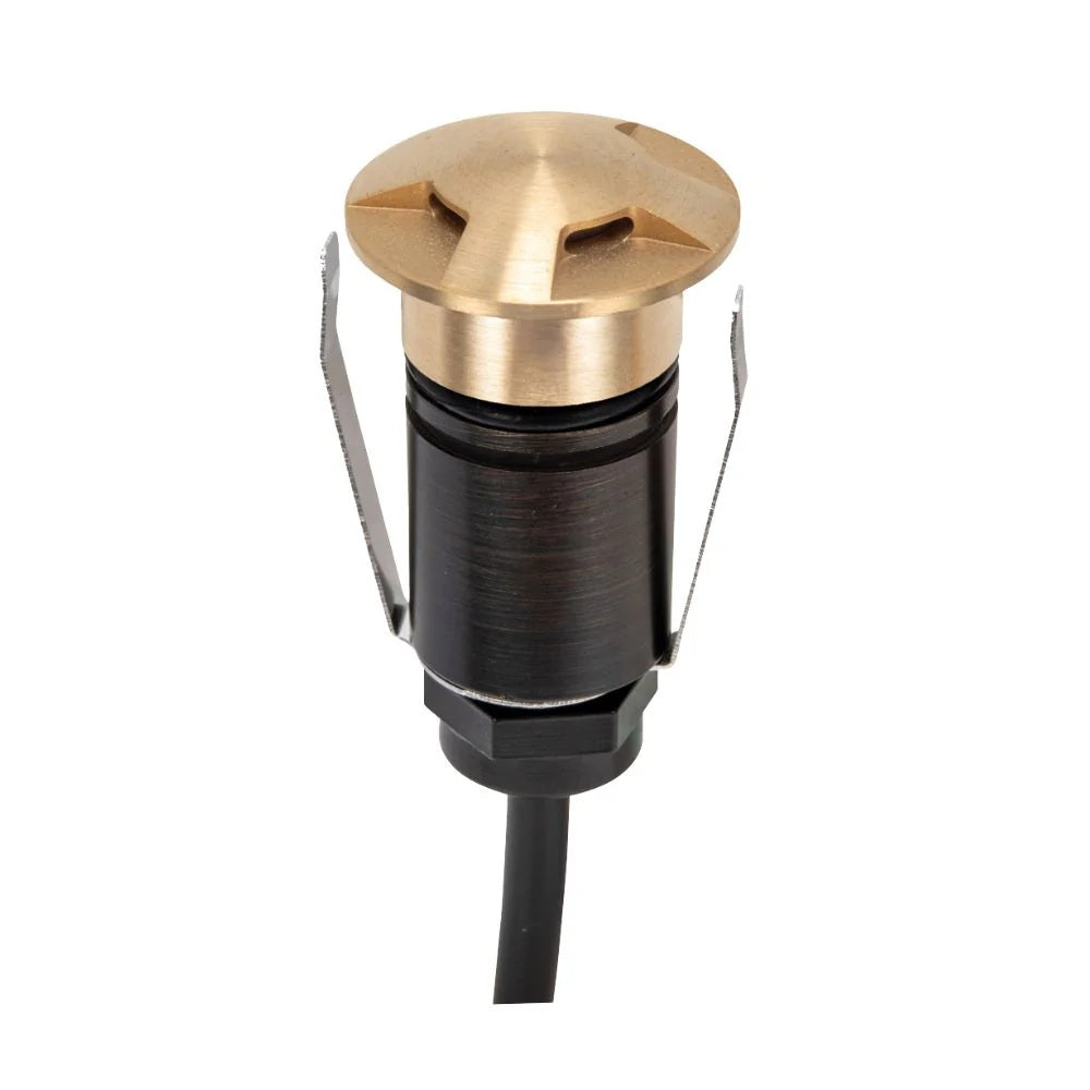 Domus EMIT-25-TRIO-BRS - 1W LED 12/24V DC Tri-Colour 25mm Micro Recessed Step & Inground Light IP67 Brushed Brass - DRIVER REQUIRED