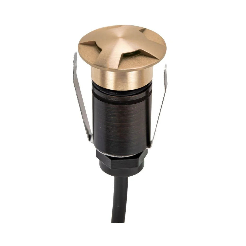 Domus EMIT-25-TRIO-BRS - 1W LED 12/24V DC Tri-Colour 25mm Micro Recessed Step & Inground Light IP67 Brushed Brass - DRIVER REQUIRED