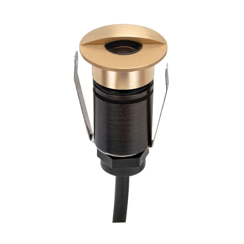 Domus EMIT-25-TRIO-BRS - 1W LED 12/24V DC Tri-Colour 25mm Micro Recessed Step & Inground Light IP67 Brushed Brass - DRIVER REQUIRED