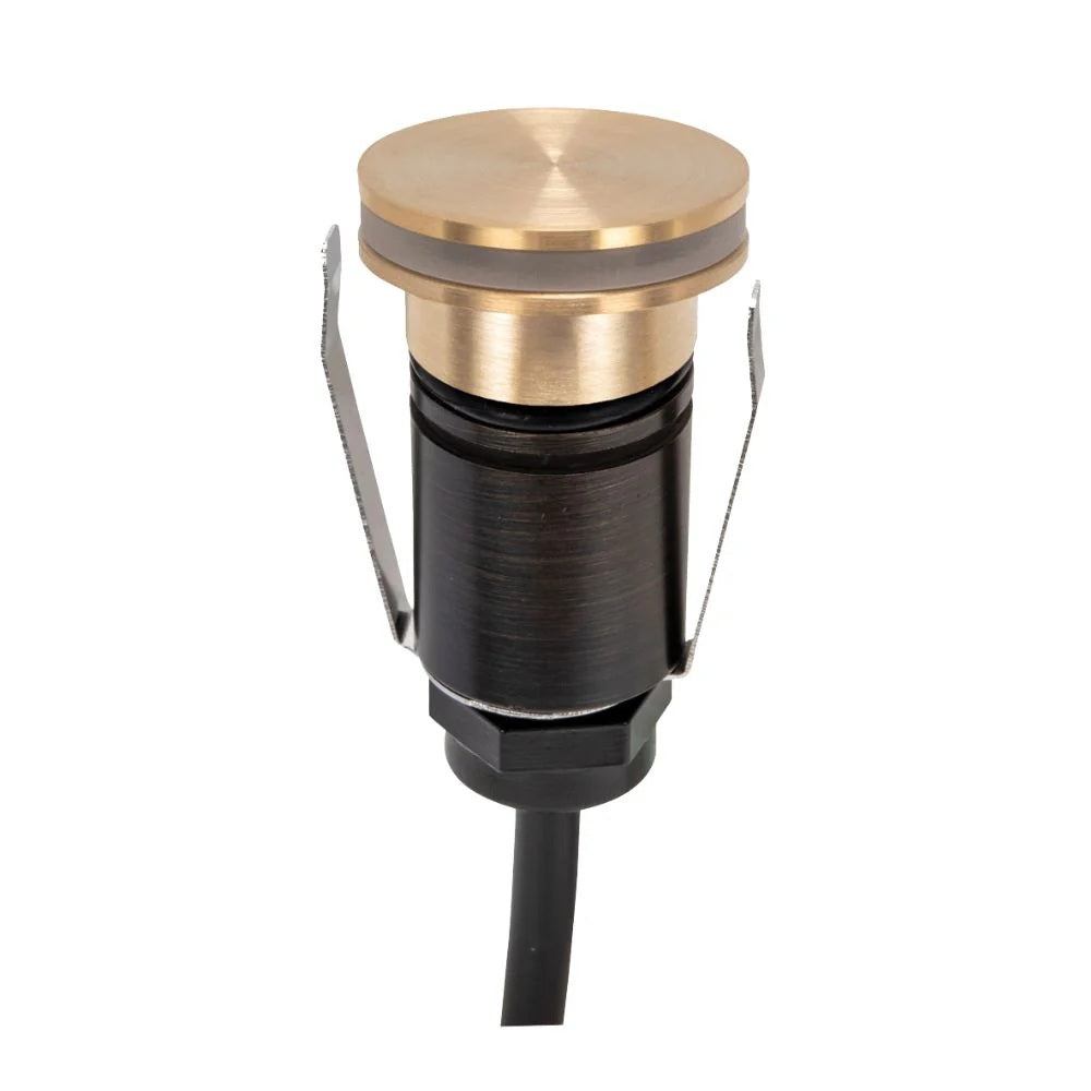 Domus EMIT-25-TRIO-BRS - 1W LED 12/24V DC Tri-Colour 25mm Micro Recessed Step & Inground Light IP67 Brushed Brass - DRIVER REQUIRED