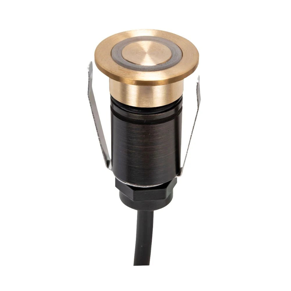 Domus EMIT-25-TRIO-BRS - 1W LED 12/24V DC Tri-Colour 25mm Micro Recessed Step & Inground Light IP67 Brushed Brass - DRIVER REQUIRED