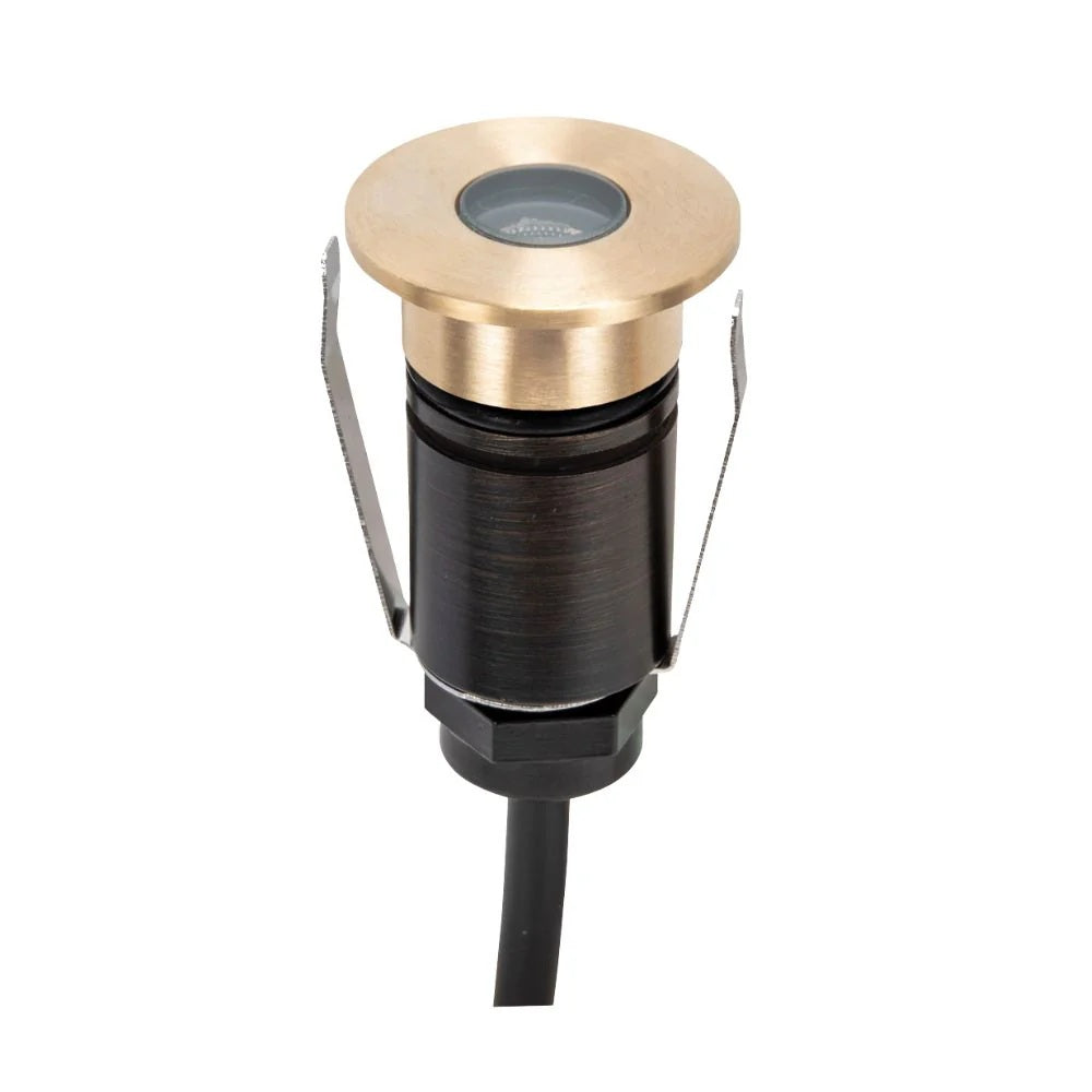 Domus EMIT-25-TRIO-BRS - 1W LED 12/24V DC Tri-Colour 25mm Micro Recessed Step & Inground Light IP67 Brushed Brass - DRIVER REQUIRED