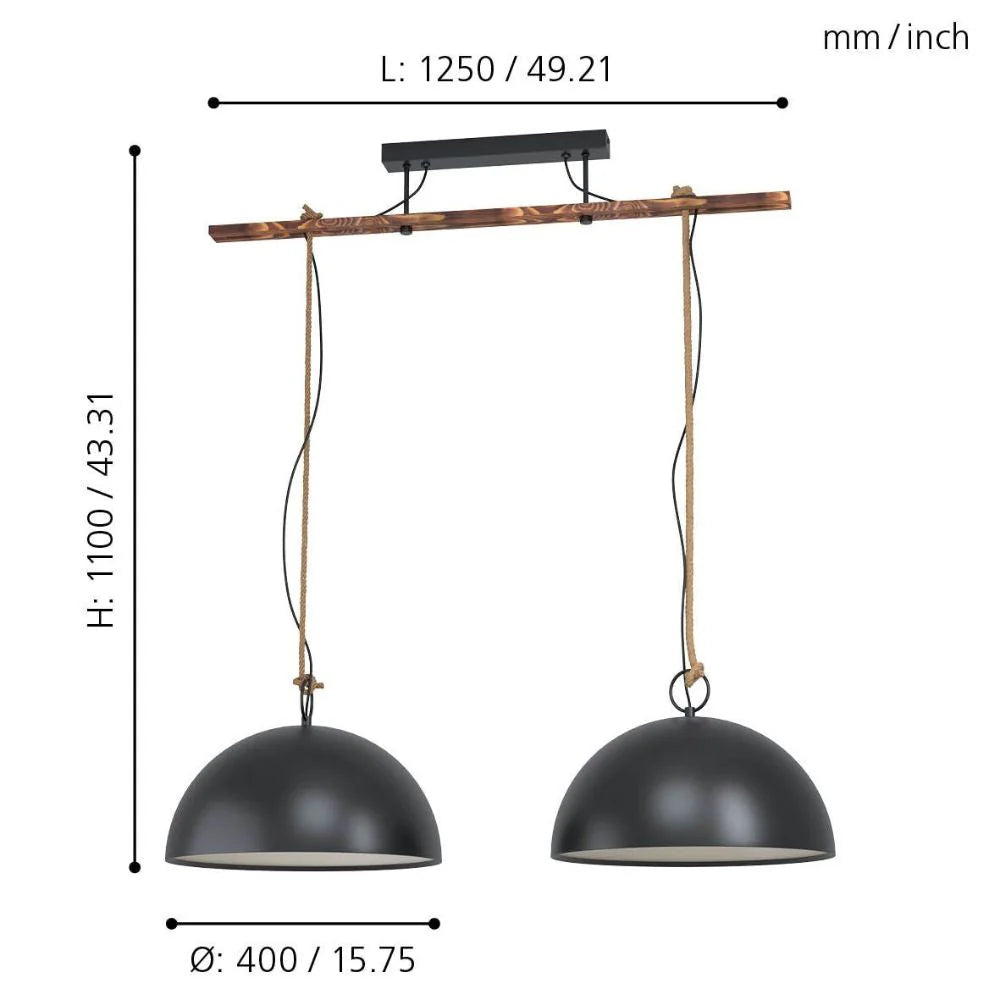 Eglo HODSOLL - 1/2 Steel Light Pendant (Last 2Pc Left)