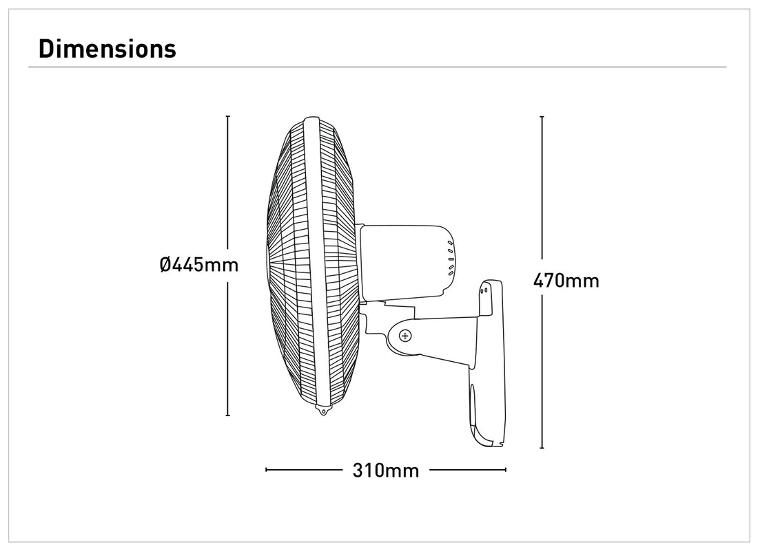 Ivan 40cm Wall Fan with Pull Cords