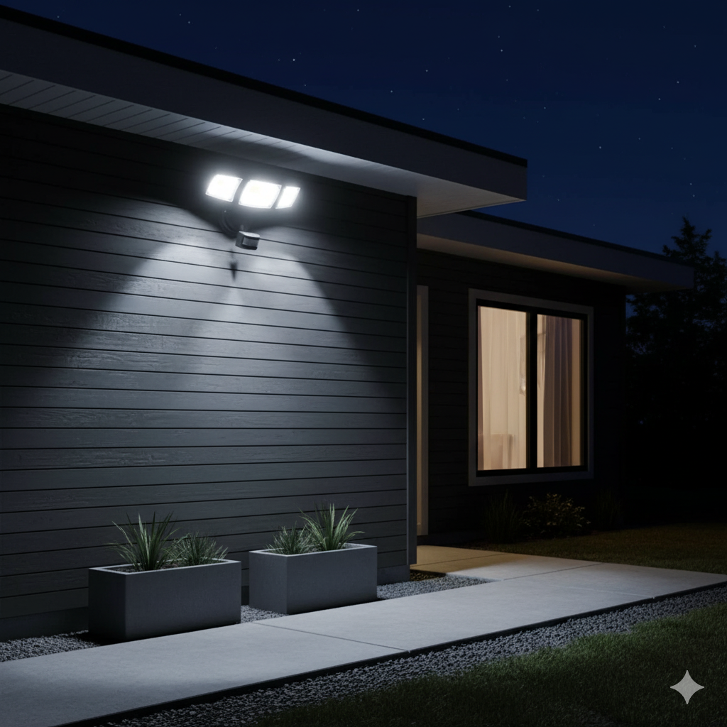 Mercator Onyx Triple Head LED Security Flood Light with PIR Sensor