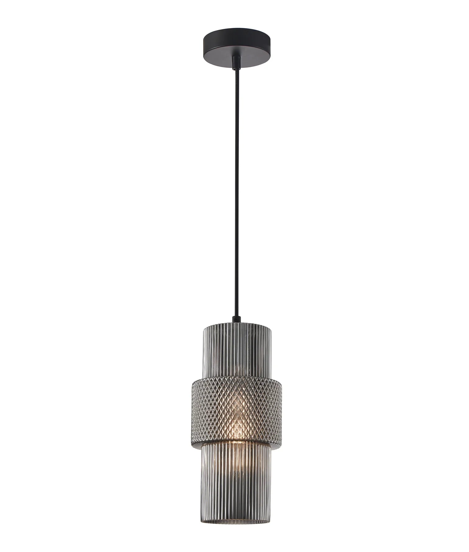 CLA HUECA: Interior Double Cylinder Ribbed with Segment Pendant Lights