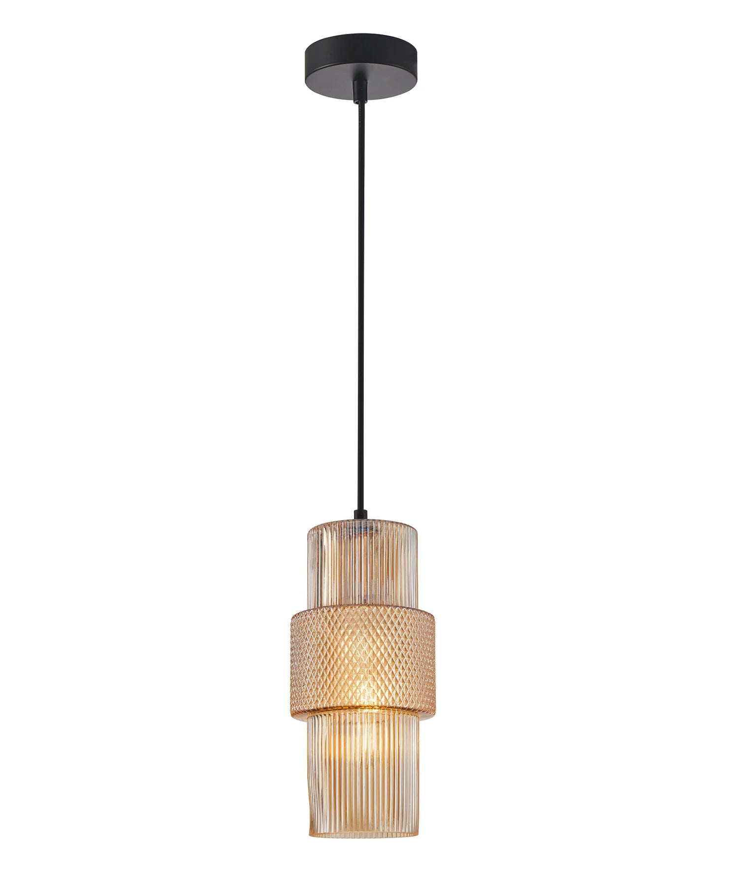 CLA HUECA: Interior Double Cylinder Ribbed with Segment Pendant Lights