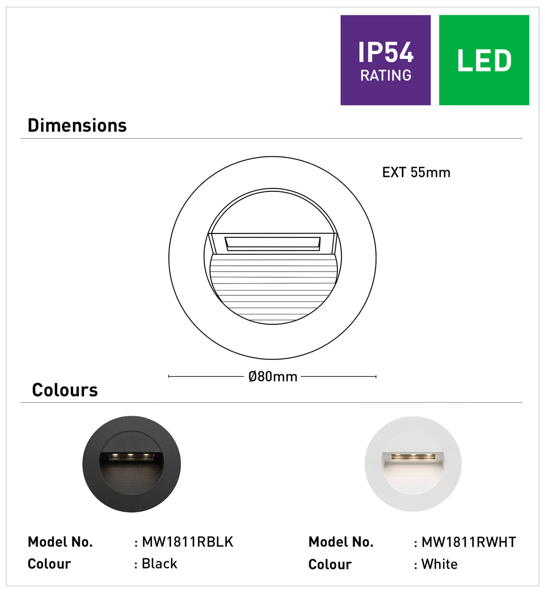 Rye Round LED Step Wall Light