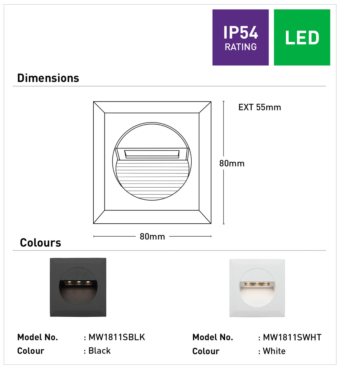 Rye Square LED Step Wall Light