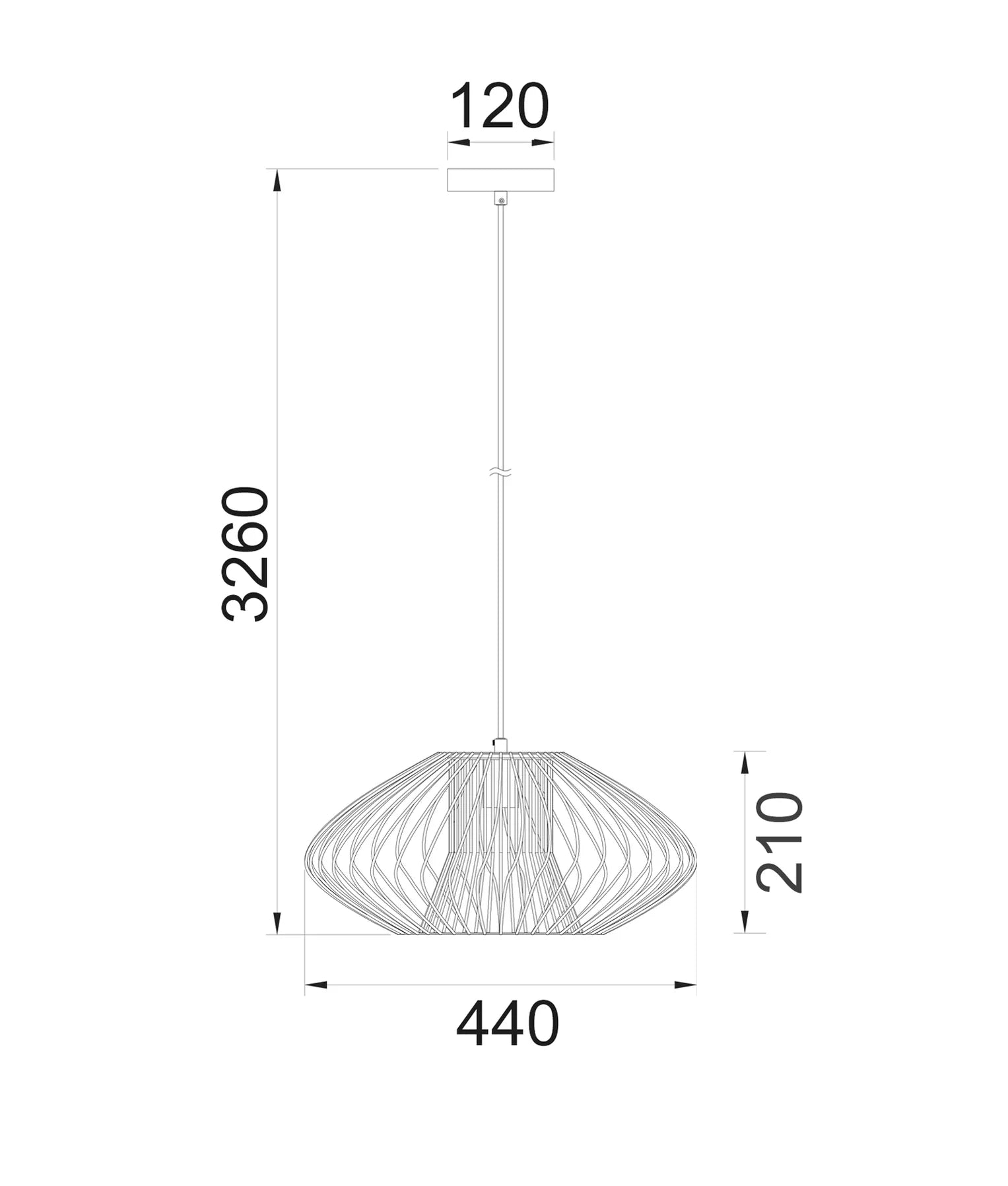 CLA PARRILLA: Interior Oval Cage Iron Pendant Lights OD440mm