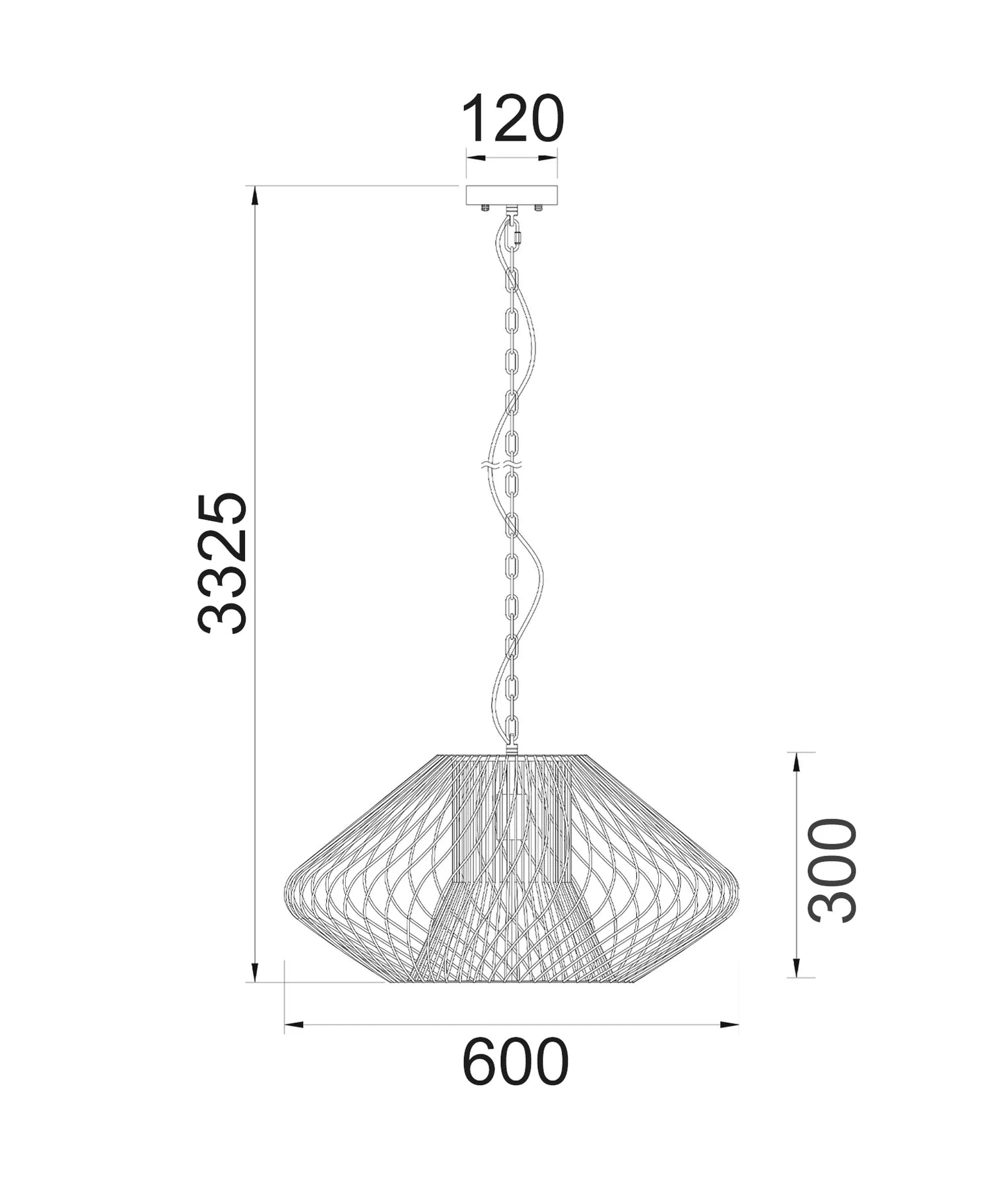 CLA PARRILLA: Interior Oval Cage Iron Pendant Lights OD600mm