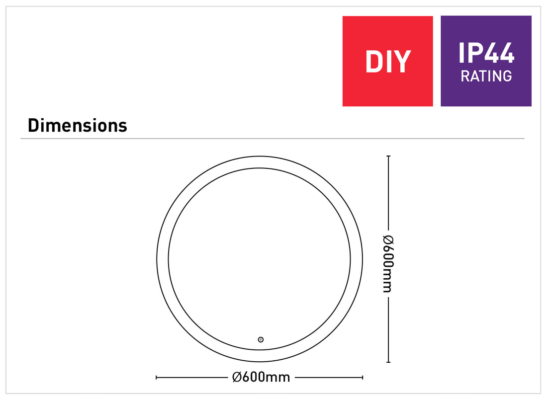 Romu D600mm Round Bathroom Mirror