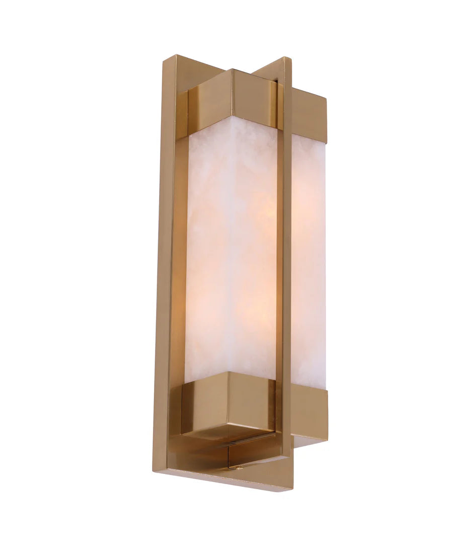 CLA PUENTE: Interior Rectangular Marble with Brass Highlight Wall Light