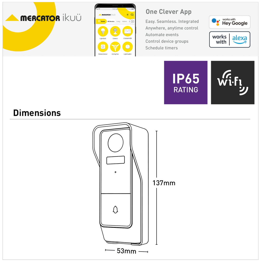 Ikuü Smart Wi-Fi Rechargeable Video Doorbell