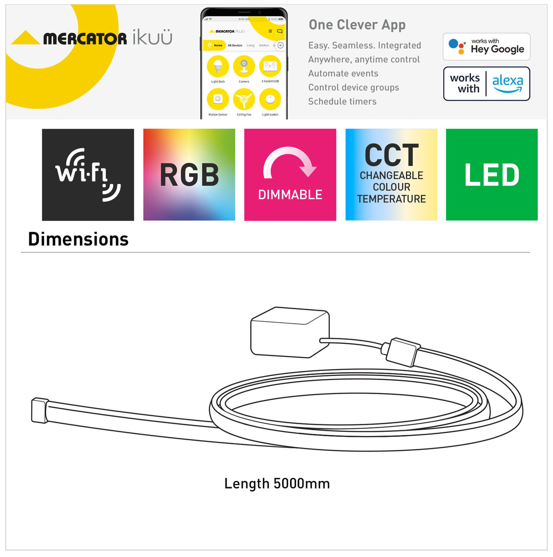 Ikuü Smart Wi-Fi 5m Strip Light