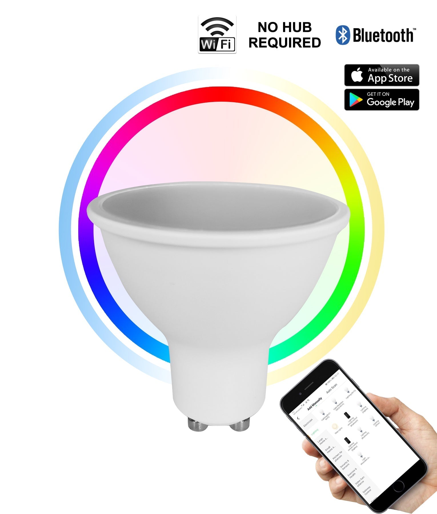 SMTGU10 LED Smart Dimmable RGB+Tri-CCT GU10 Globe (5W)