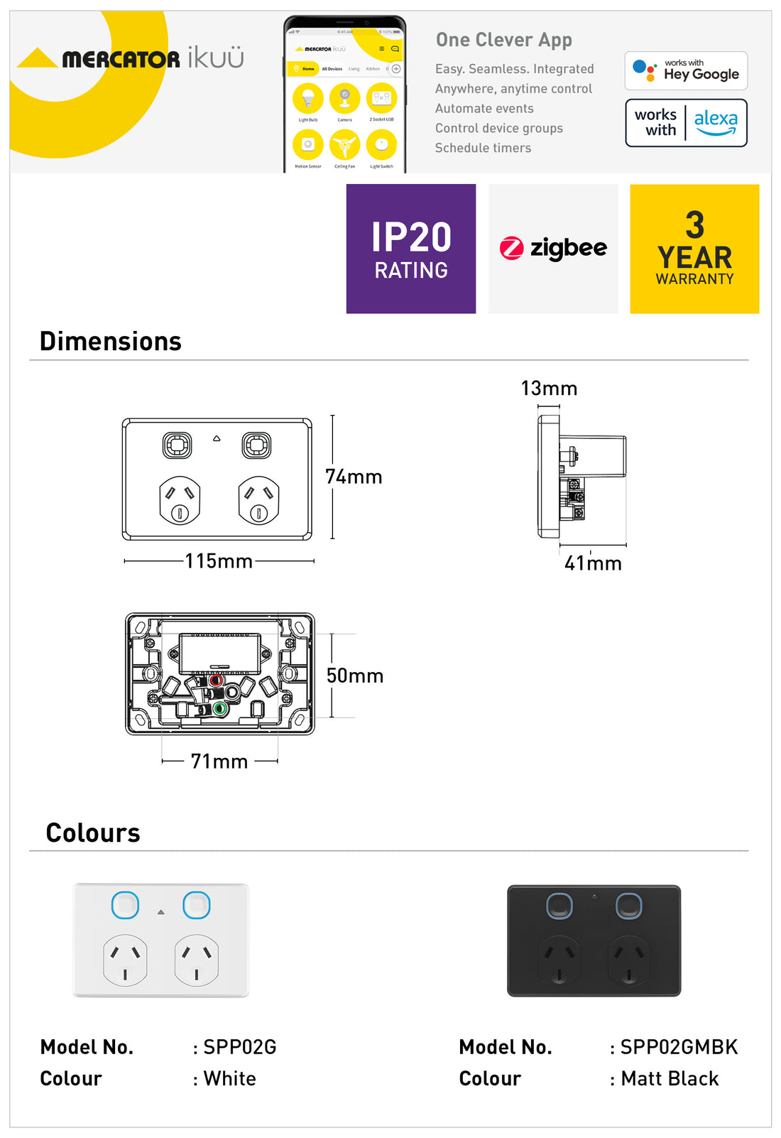 Ikuü Smart Zigbee Double Power Point