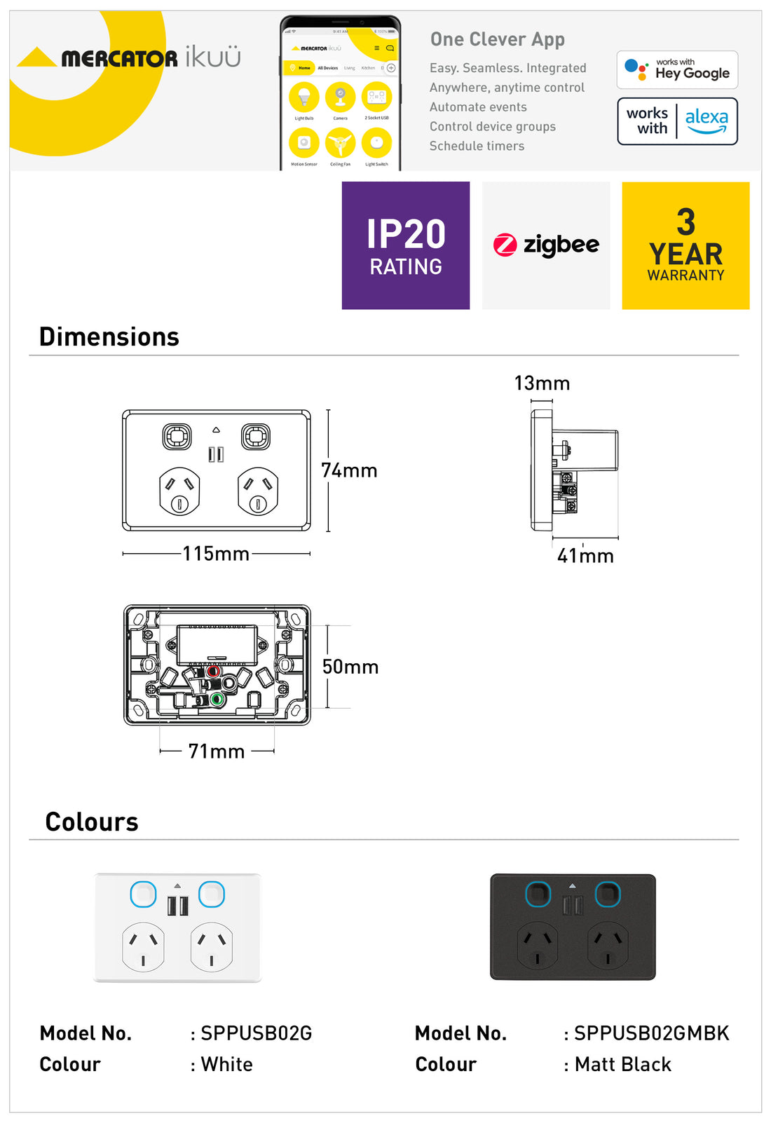 Ikuü Smart Zigbee Double Power Point With USB Dual A