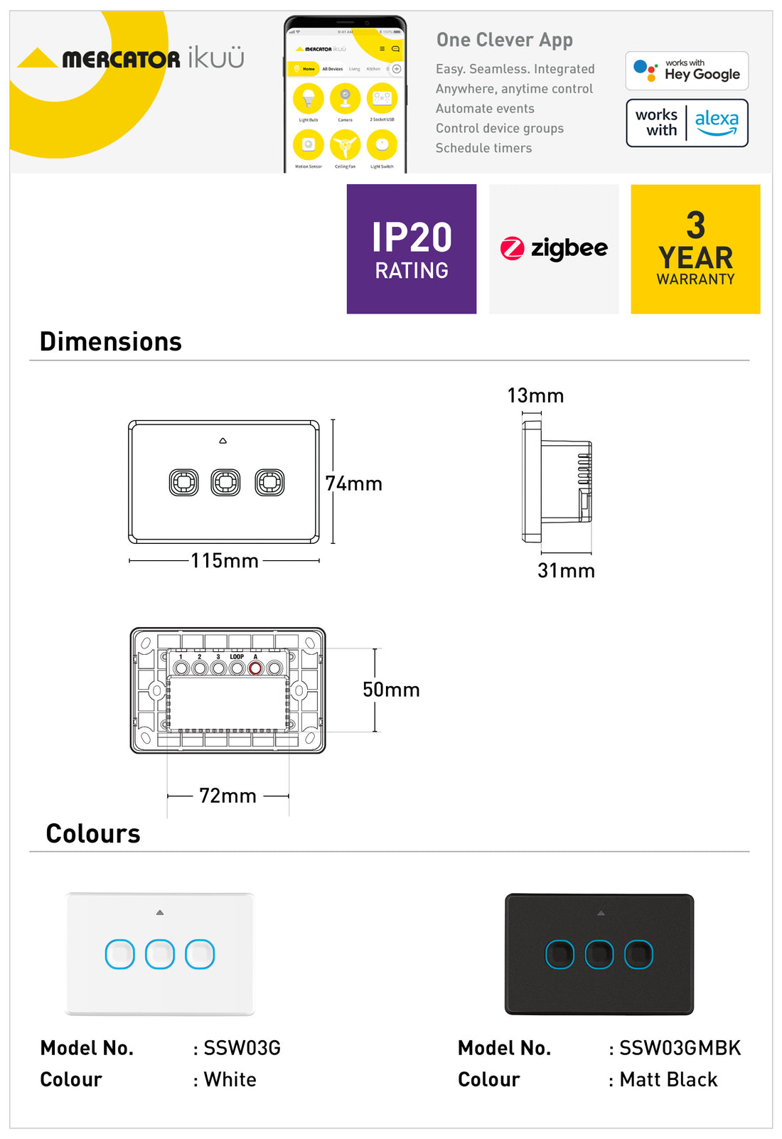 Ikuü Smart Zigbee Triple Switch