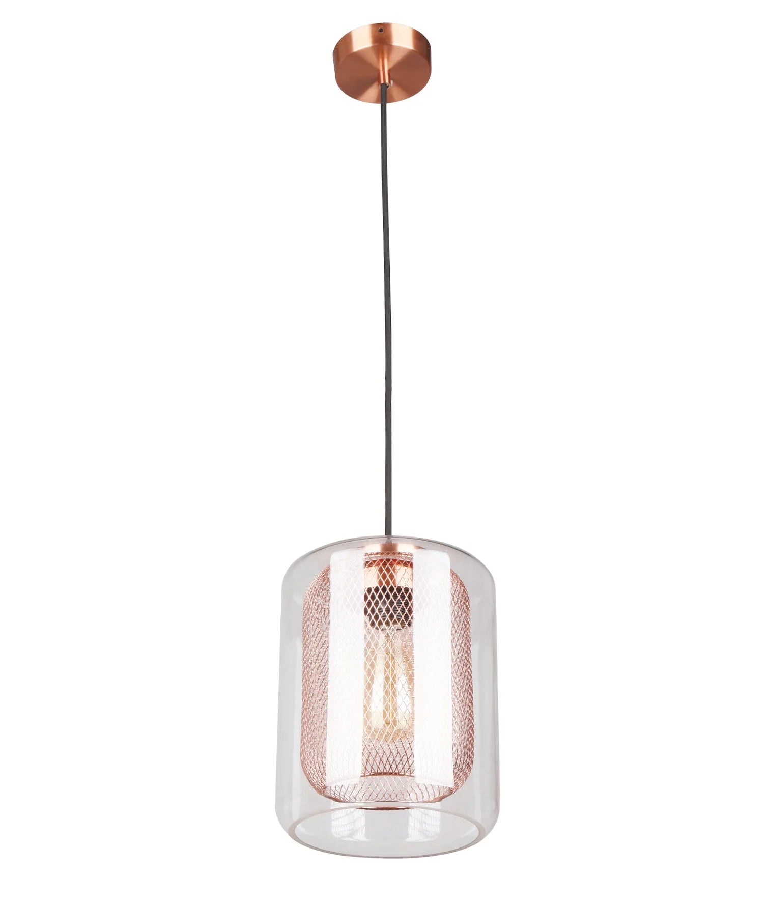 CLA TONO: Mesh Internal & Clear Glass Oblong Pendant Lights