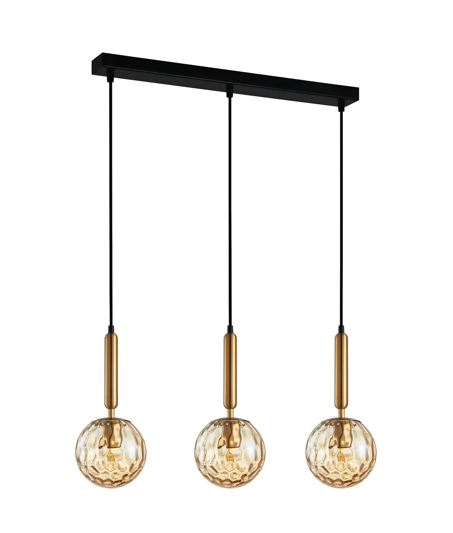 CLA TRATTINO: Interior Bronze Amber /Smokey Black Spherical Glass Multiple Bar Base Pendant Lights