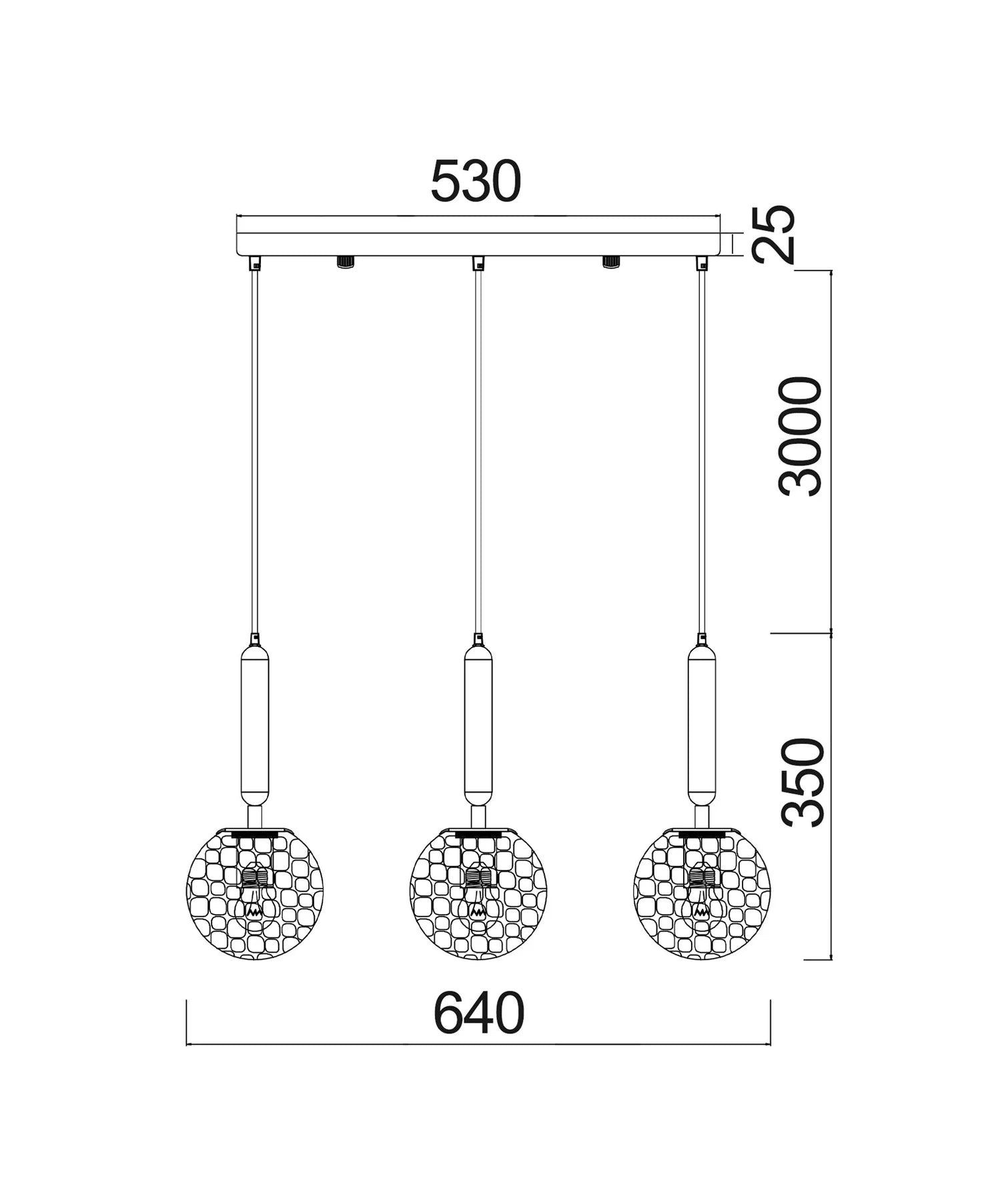CLA TRATTINO: Interior Bronze Amber /Smokey Black Spherical Glass Multiple Bar Base Pendant Lights