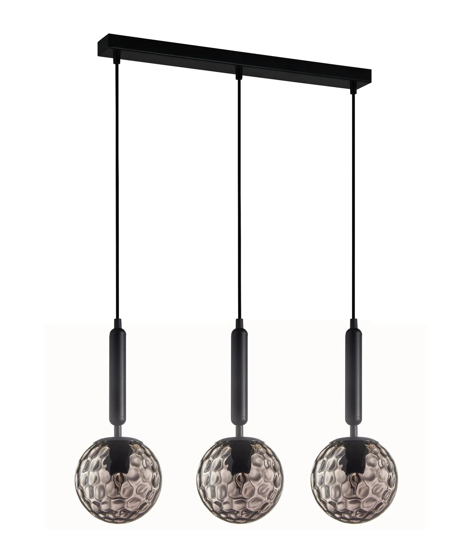 CLA TRATTINO: Interior Bronze Amber /Smokey Black Spherical Glass Multiple Bar Base Pendant Lights
