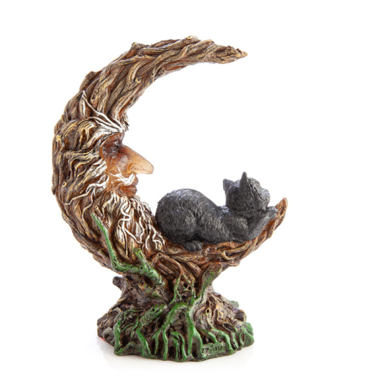 Black Cat Crescent Moon Tree LED Light