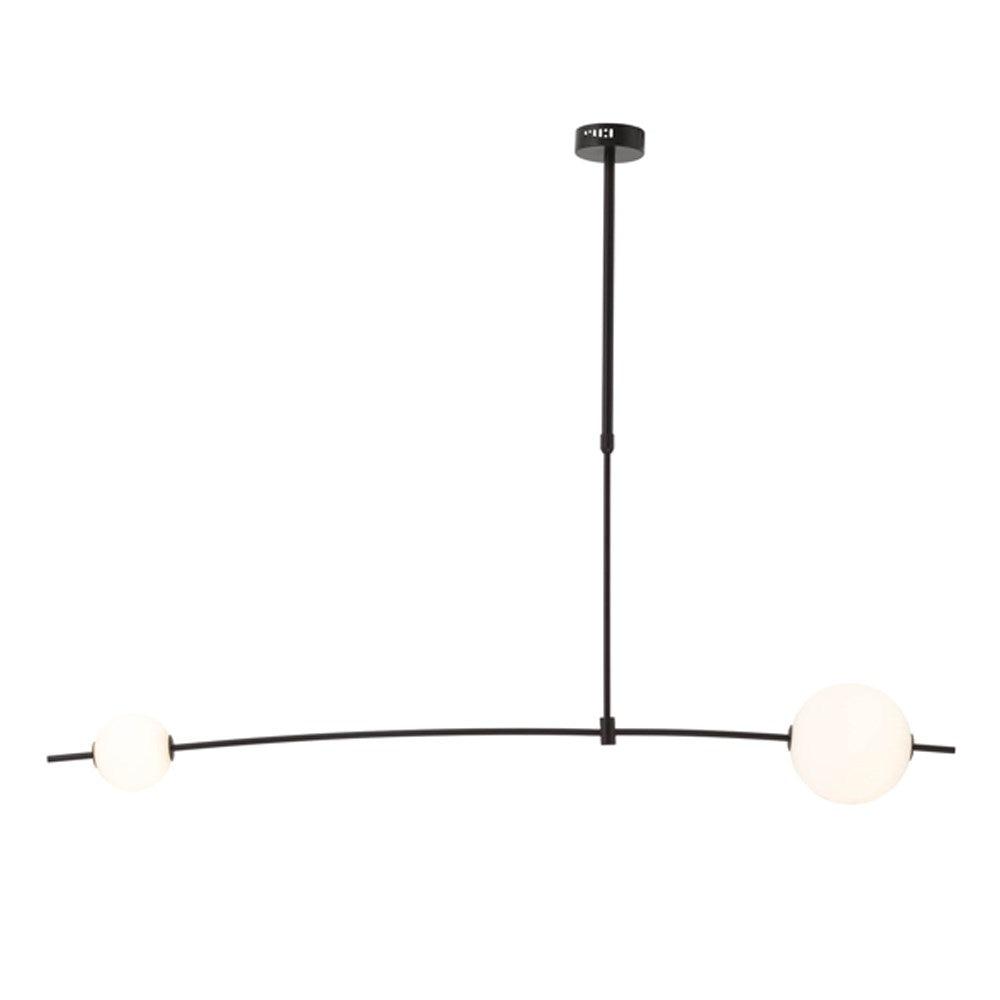 Mercator Cullen LED Pendant Light 2Lt 8w+4w in Black/Opal Glass