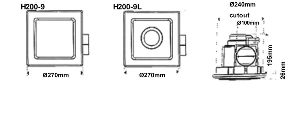 3A Lighting SQUARE EXHAUST FAN 240MM WITH LIGHT(SB/H200-9L)