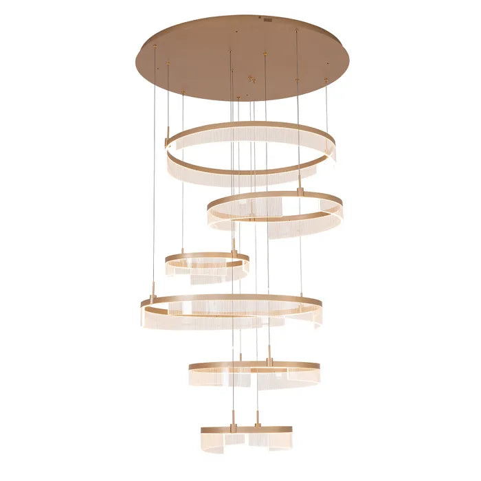 Vencha Lando 6 Ring Pendant Light - Gold