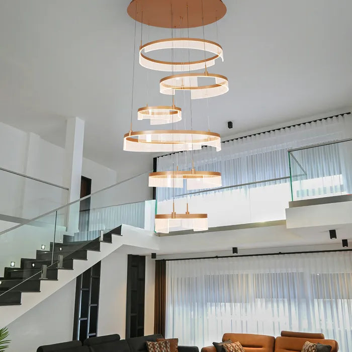 Vencha Lando 6 Ring Pendant Light - Gold