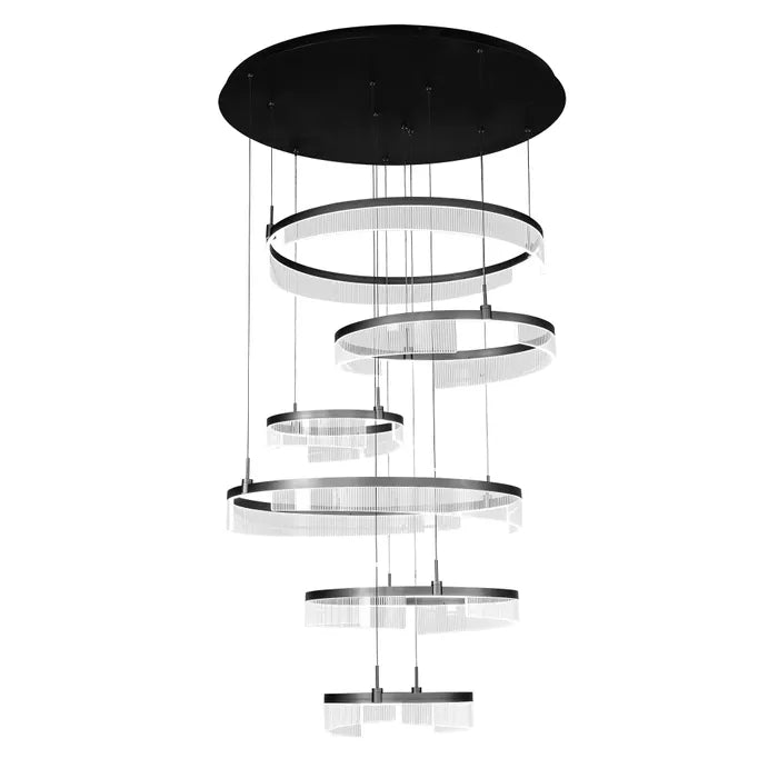 Vencha Lando 6 Ring Pendant Light - Black