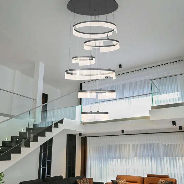 Vencha Lando 6 Ring Pendant Light - Black