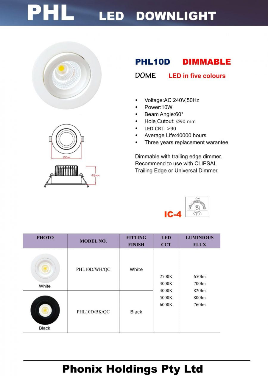 PHL Dome Five Colours Downlight