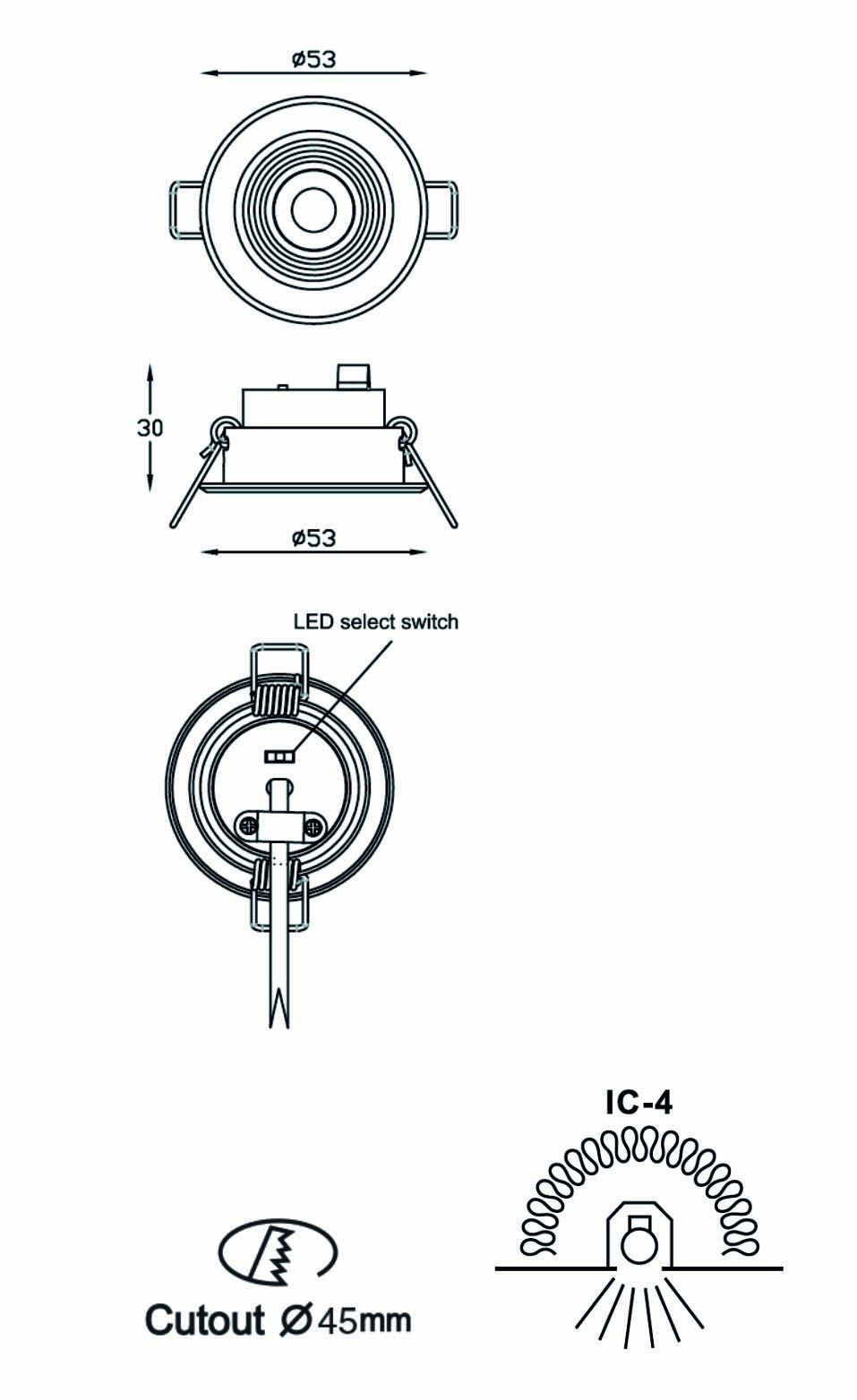 PHL Non Dimmable, Tri-Colour Downlight